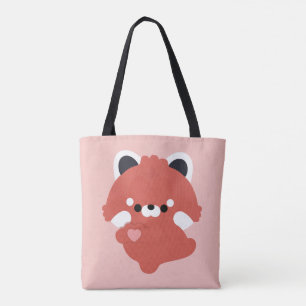 Schattige liefde rode panda tote bag