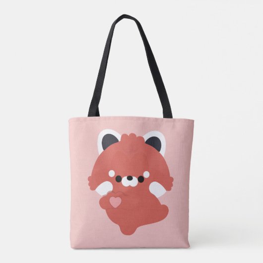 Schattige liefde rode panda tote bag (Achterkant)
