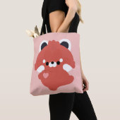 Schattige liefde rode panda tote bag (Dichtbij)
