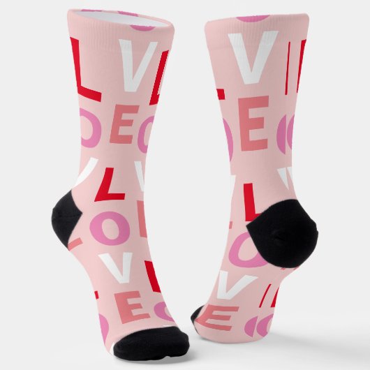 Schattige Liefde Roze Rood Witte Valentijn Sokken (Gebogen)