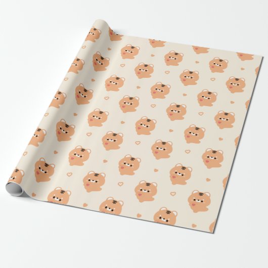 Schattige Liefdes Tijger Cadeaupapier (Uitgerold)