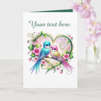 Schattige liefdes vogels Huwelijk voeg tekst toe