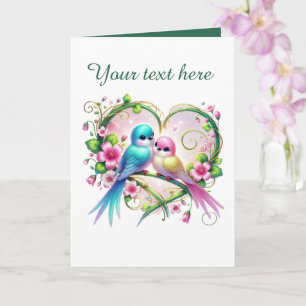 Schattige liefdes vogels Huwelijk voeg tekst toe Kaart