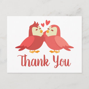 Schattige Liefdes Vogels Roze Rode Koraal Bruiloft Briefkaart