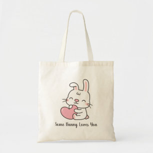 Schattige liefdesbekentenis, een konijntje houdt v tote bag