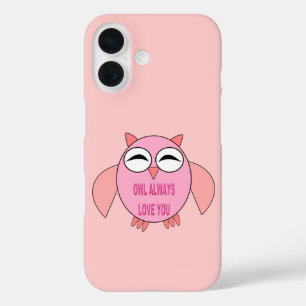 Schattige liefdesboodschap uil iPhone 16 hoesje