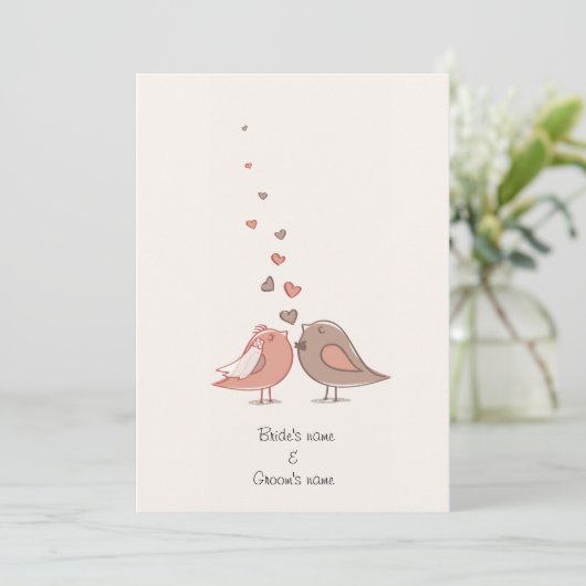 schattige liefdesbruidjes kaart (Staand voorkant)