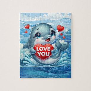 Schattige liefdesdolfijn strand legpuzzel