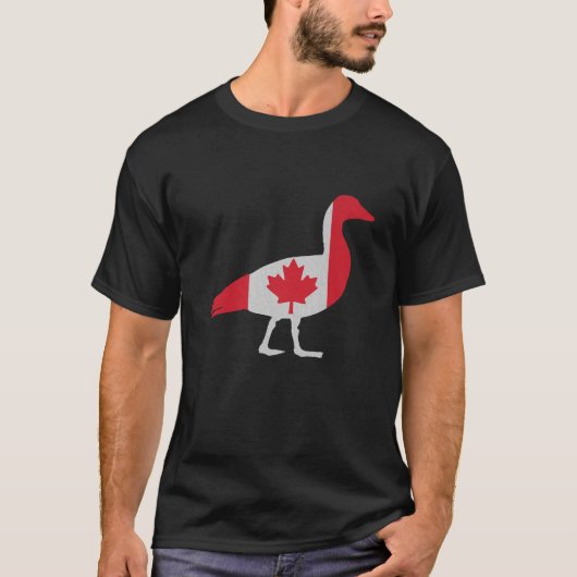 Schattige Liefdesgans In Esdoornblad Canadese Vlag T-shirt (Voorkant)