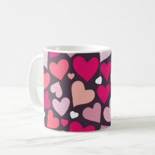 Schattige liefdeshartenpatroon koffiemok
