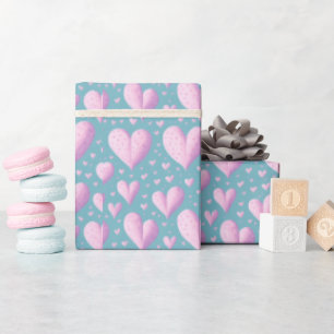 Schattige Liefdeshartjes Meisjesachtig Pastel Roze Cadeaupapier
