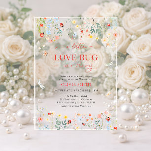 Schattige Liefdeskever Wilde Bloem Baby Shower Acryl Uitnodigingen