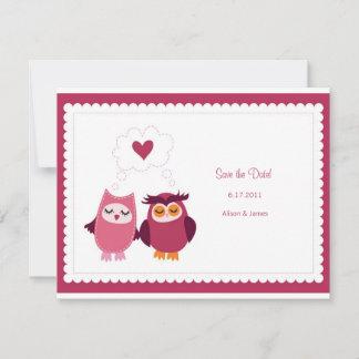 Schattige Liefdesuil Uil Save the Date Aankondigin Kaart