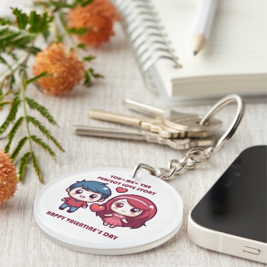 Schattige liefdesverhaal voor Valentijns Sleutelhanger (Voorkant Rechts)