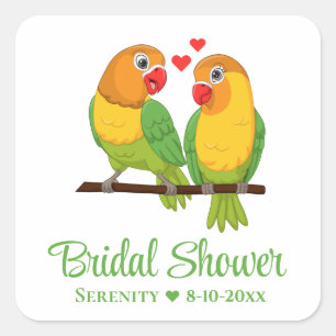 Schattige Liefdesvogels Cartoon Liefdesvogels Brui Vierkante Sticker