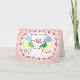 Schattige Liefdesvogels die Knopen Vastmaken Felic Kaart