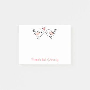 Schattige Liefdesvogels Hart Kus Roze Cartoon Lief Post-it® Notes