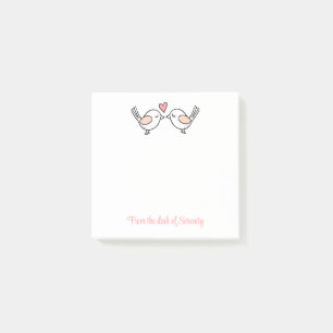 Schattige Liefdesvogels Hart Kus Roze Cartoon Lief Post-it® Notes
