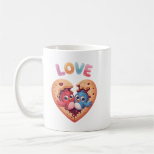 Schattige Liefdesvogels in een Hart Koekje Koffiemok
