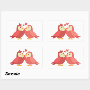 Schattige Liefdesvogels Liefde Bruiloft Bruidsfees Rechthoekige Sticker