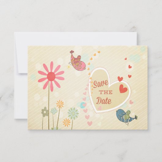 Schattige Liefdesvogels Save The Date Kaart (Voorkant)