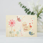 Schattige Liefdesvogels Save The Date Kaart (Staand voorkant)