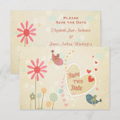 Schattige Liefdesvogels Save The Date Kaart (Voorkant / Achterkant)