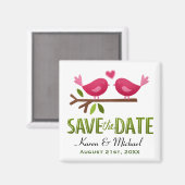 Schattige Liefdesvogels Save the Date  Magneet (Voorkant / Achterkant)