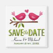 Schattige Liefdesvogels Save the Date  Magneet (Voorkant)