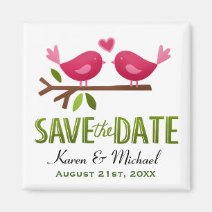 Schattige Liefdesvogels Save the Date  Magneet