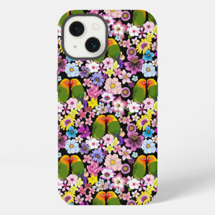 Schattige Liefdesvogels Tropische Bloemen Romantis iPhone 13 Hoesje