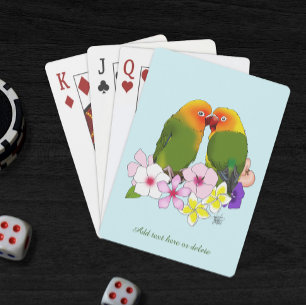 Schattige Liefdesvogels Tropische Bloemen Romantis Pokerkaarten