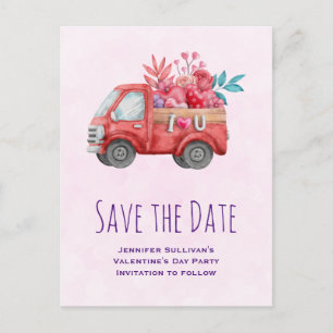 Schattige liefdeswagen met hartencargo Save the Da Uitnodiging Briefkaart