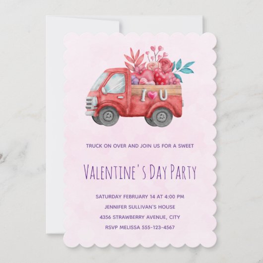 Schattige liefdeswagen met valentijnsgoed kaart (Voorkant)