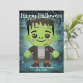 Schattige lieflijke Frankenstein platte kerstkaart (Staand voorkant)