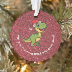Schattige lieflijke T-Rex in Kerstmanhoed Ornament