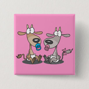 schattige lieve baby kids geitjes geiten cartoon vierkante button 5,1 cm