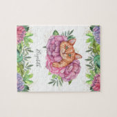 Schattige Lieve Bloemkatnaam Legpuzzel (Horizontaal)