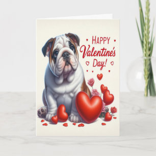 Schattige Lieve Bulldog Hond Gelukkig Valentijnsda Feestdagen Kaart