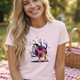 Schattige lieve dame met madeliefje. Geïnspireerd T-shirt