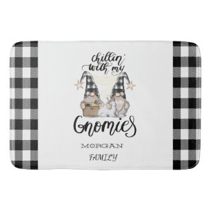 Schattige lieve kabouters Zwart buffelplaid Badmat