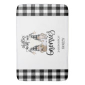 Schattige lieve kabouters Zwart buffelplaid Badmat (Voorkant Verticaal)