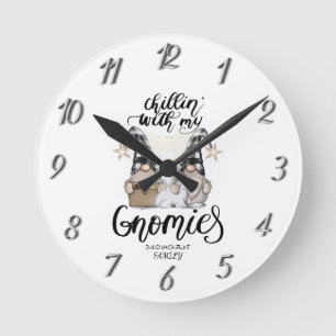 Schattige lieve kabouters Zwart buffelplaid Ronde Klok