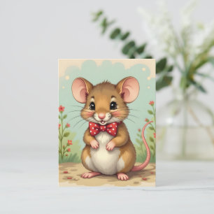 Schattige lieve kleine muis met stropdas briefkaart