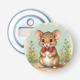 Schattige lieve kleine muis met stropdas button flesopener