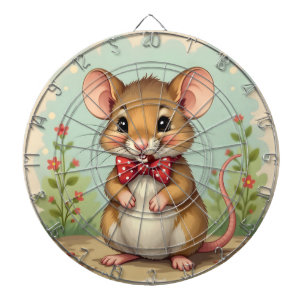 Schattige lieve kleine muis met stropdas dartbord