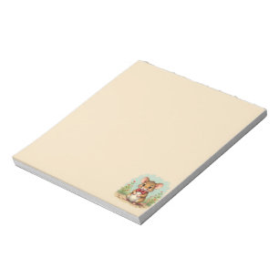 Schattige lieve kleine muis met stropdas notitieblok