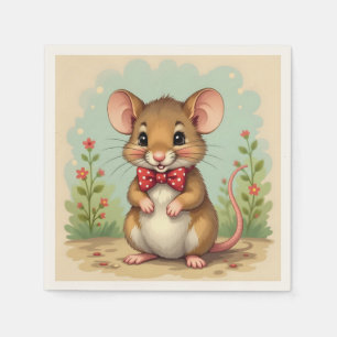 Schattige lieve kleine muis met stropdas servet