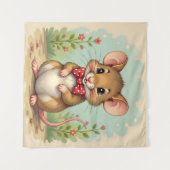 Schattige lieve kleine muis met stropdas wandkleed (Voorkant (horizontaal))