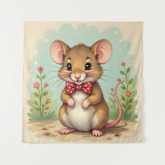Schattige lieve kleine muis met stropdas wandkleed (Voorkant)